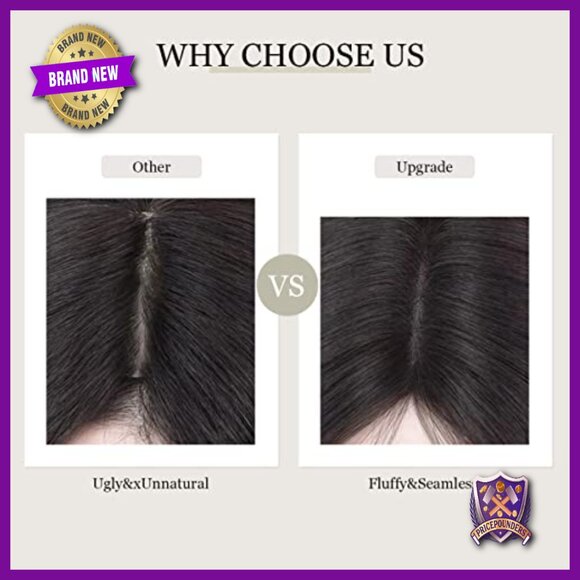 12 Inch Human Hair Topper for Thinning Hair, Lace Base No Bangs main image 5
